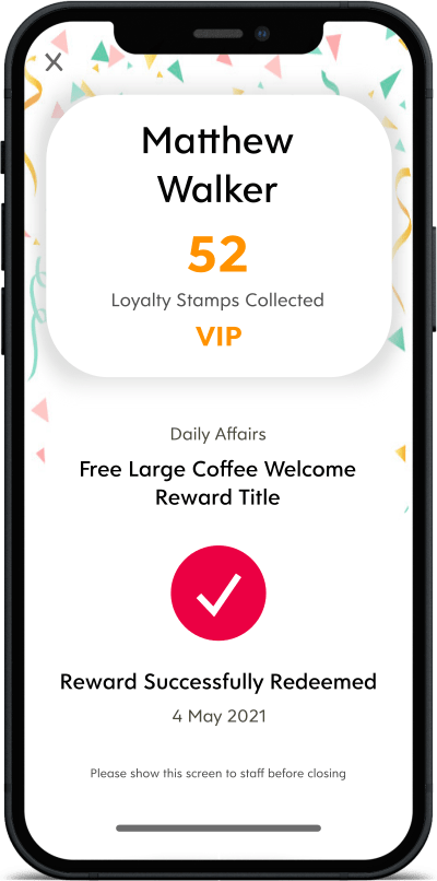 Success Screen for Reward Redemption
