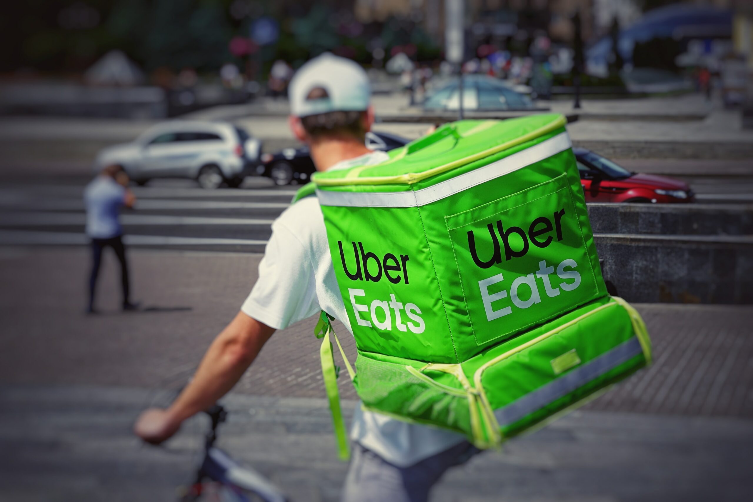 Uber Eats Delivery Courier on Bicycle